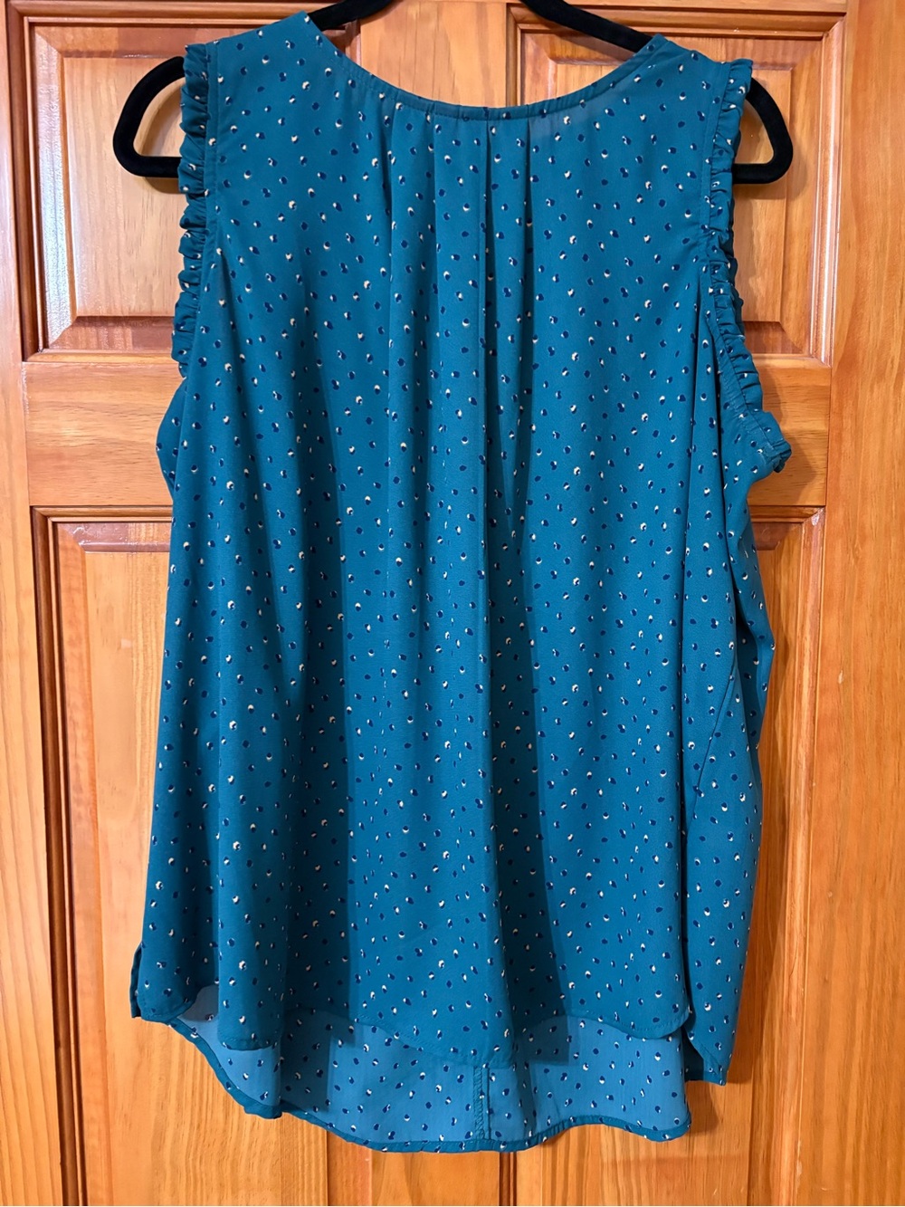 Torrid Teal Georgette Chiffon Ruffle Top, Size 1